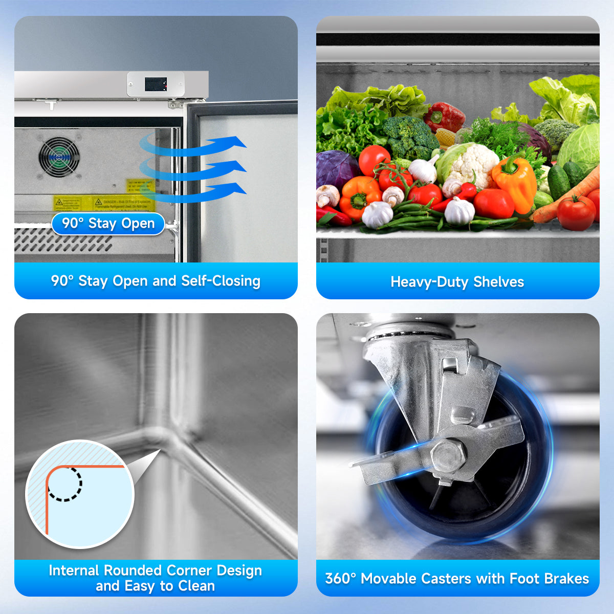 48″ W Commercial Undercounter Refrigerator – 14 Cu Ft Worktop Fridge