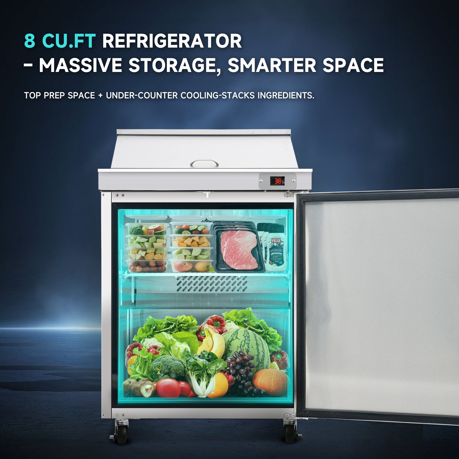 8 Cu.Ft refrigerator with massive storage and smarter space utilization.