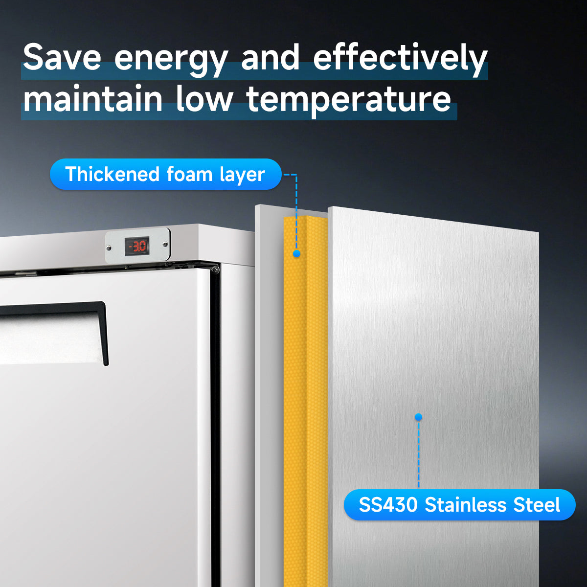 60″ Commercial Undercounter Freezer – 18 Cu Ft Worktop Freezer