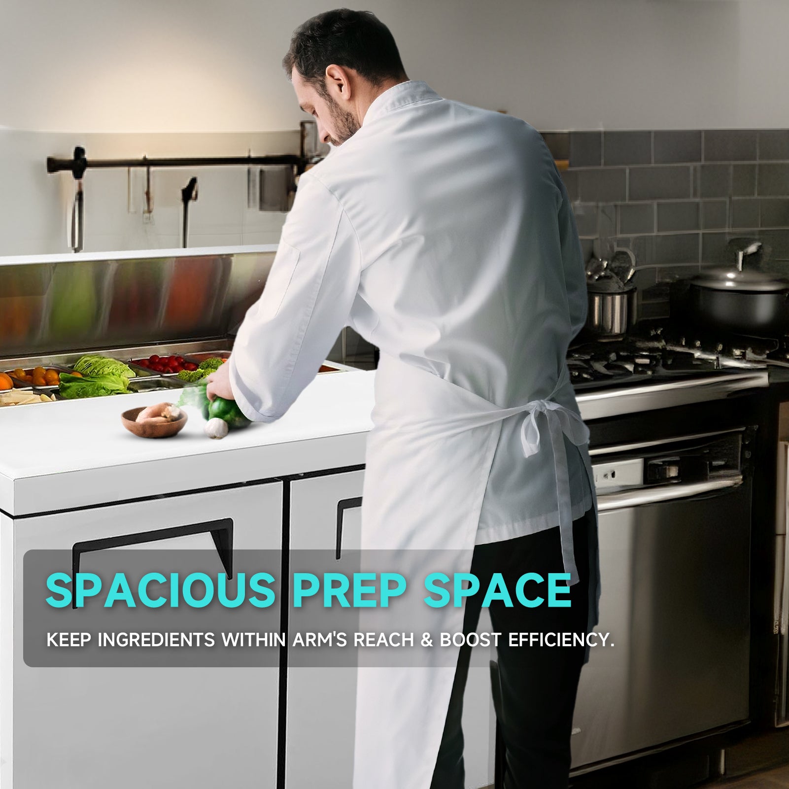 Spacious prep space keeps ingredients within arm’s reach and boosts kitchen efficiency.